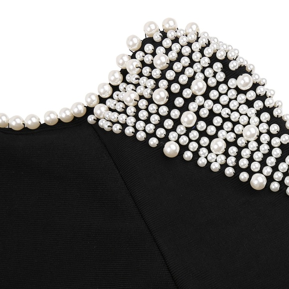 Hand Beaded backless long sleeves Bandage dress - Picture 6 of 8